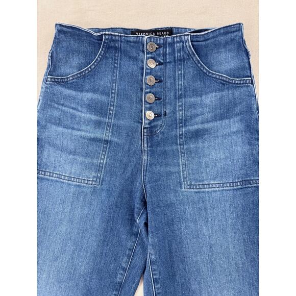 Veronica Beard Crosbie High Rise Crop Jean Wide Leg Denim 28 Button Fly - Picture 4 of 12